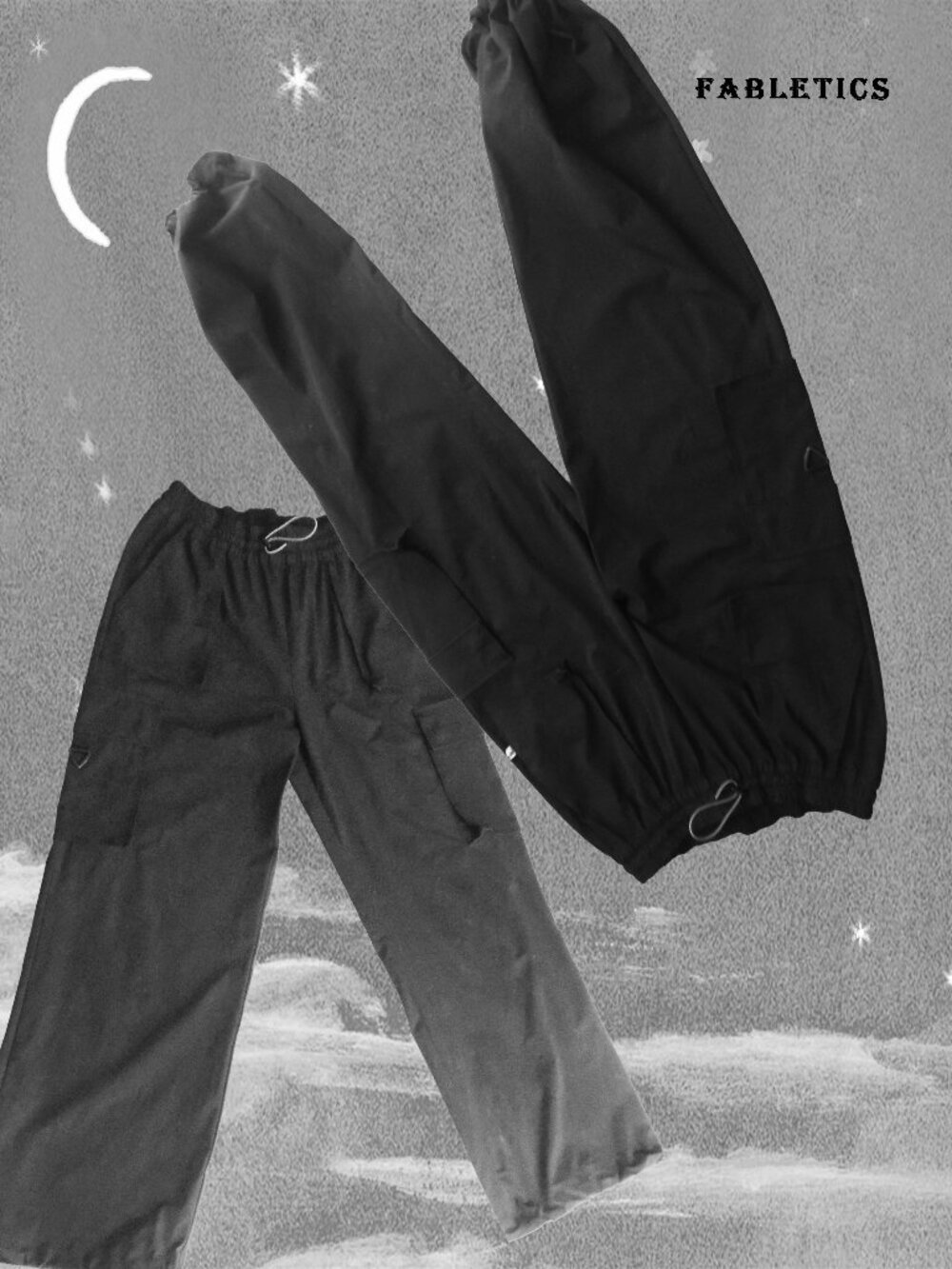 Black Cargo Pants Fabletics Downtown Wide Leg Adjustable - M